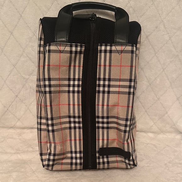 Burberry Other - Burberry Beige Plaid Toiletry Bag with Black Trim